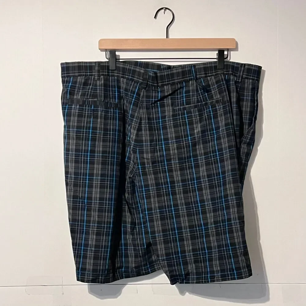 Ben Hogan Mens Performance Shorts Size 42 Grey Blue Plaid Golf Stretch
